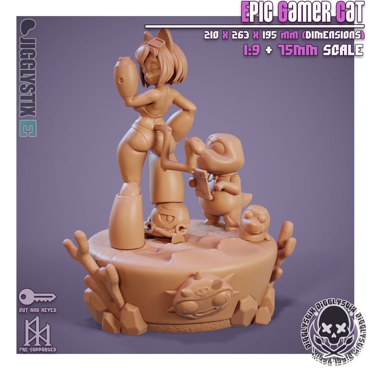 Epic Gamer Cat by Jigglystix Pin Up Factory Miniatures