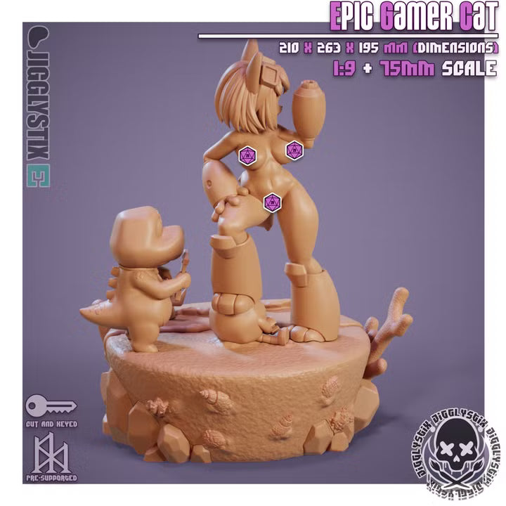 Epic Gamer Cat by Jigglystix Pin Up Factory Miniatures