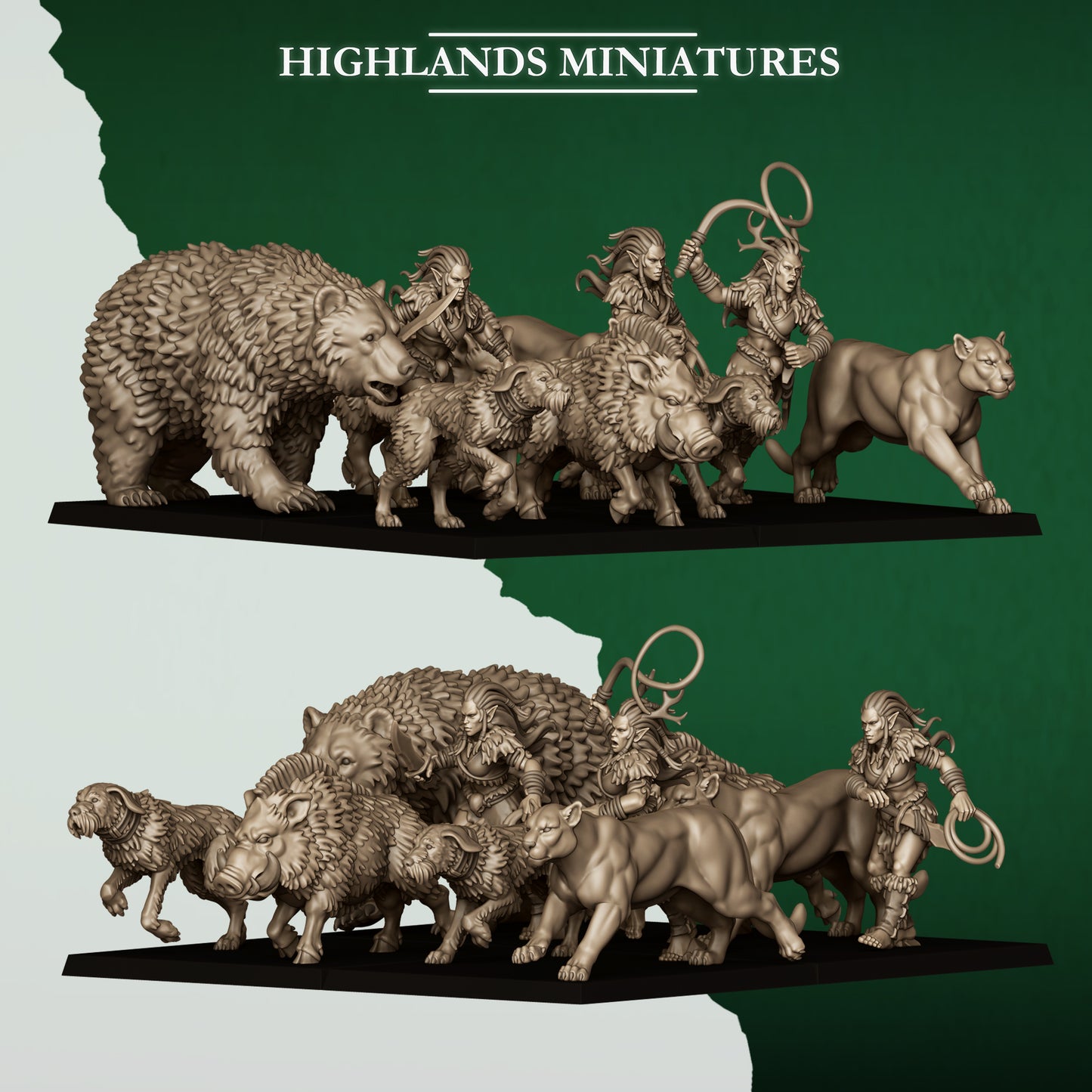 Feral Elf Animal Pack  By Highland Miniatures