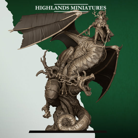 Feral Elf Prince on Feral Dragon from Feral Elves By Highland Miniatures