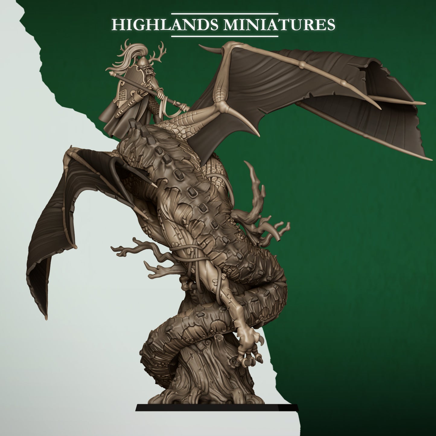 Feral Elf Prince on Feral Dragon from Feral Elves By Highland Miniatures