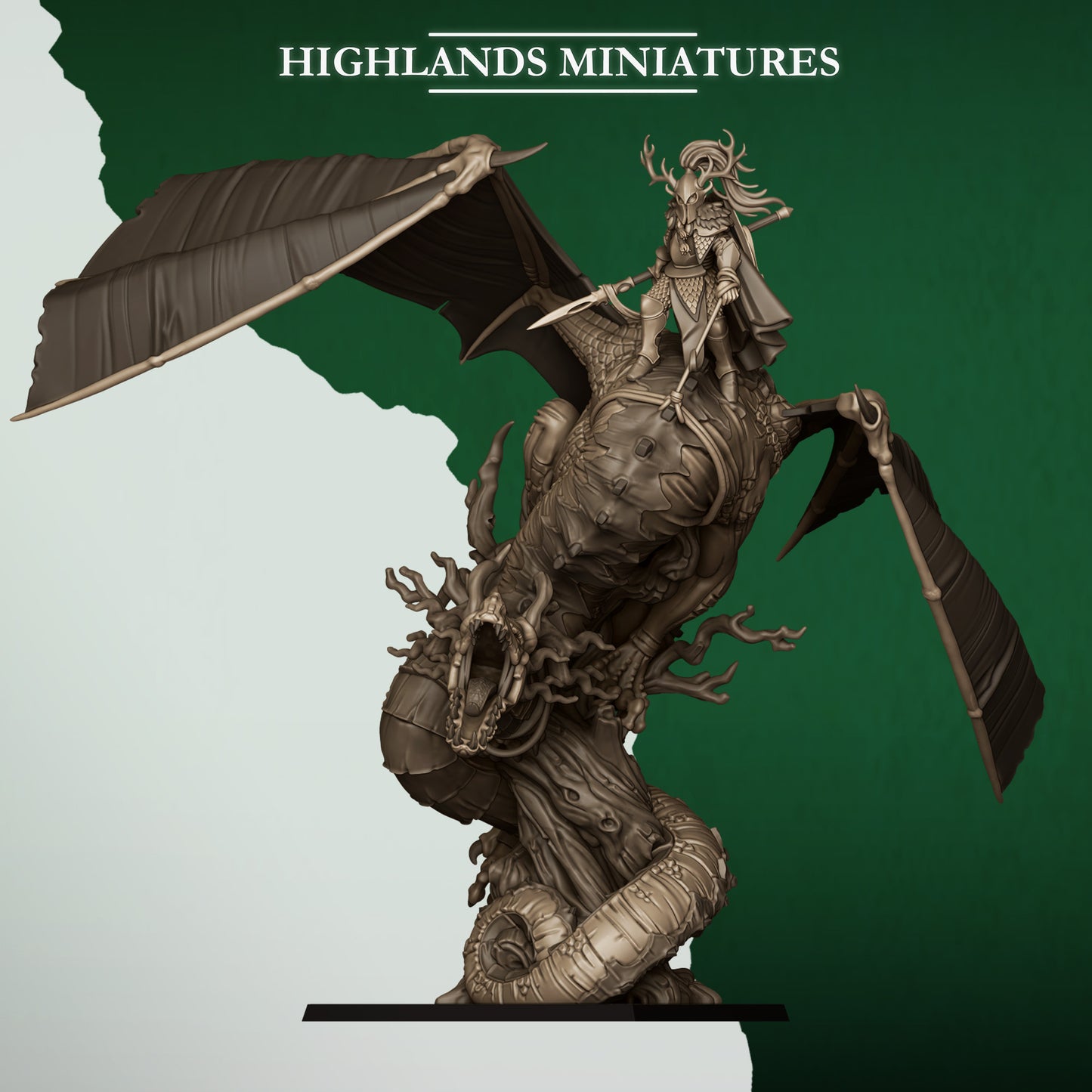 Feral Elf Prince on Feral Dragon from Feral Elves By Highland Miniatures