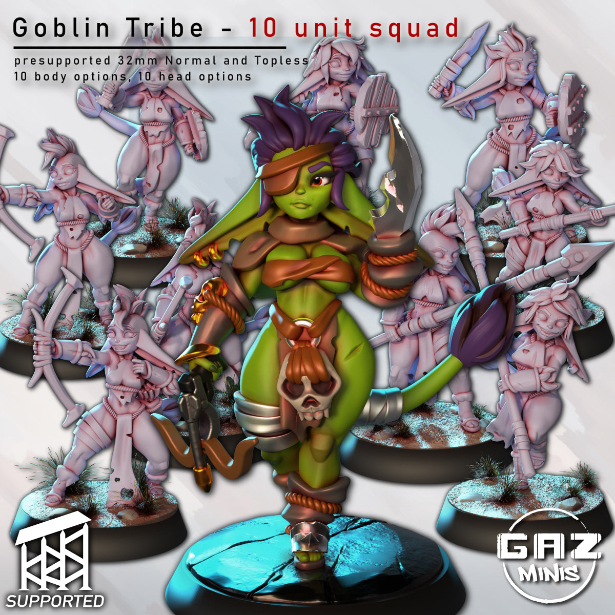 Goblin Tribe – 10 Goblin unit by Gaz Minis