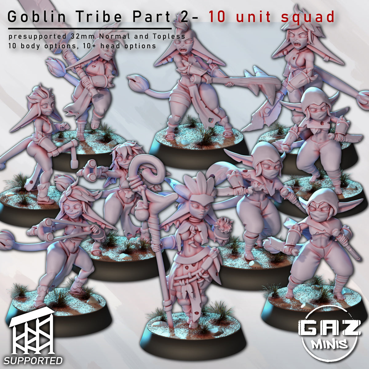 Goblin Tribe Part 2– 10 Goblin unit by Gaz Minis