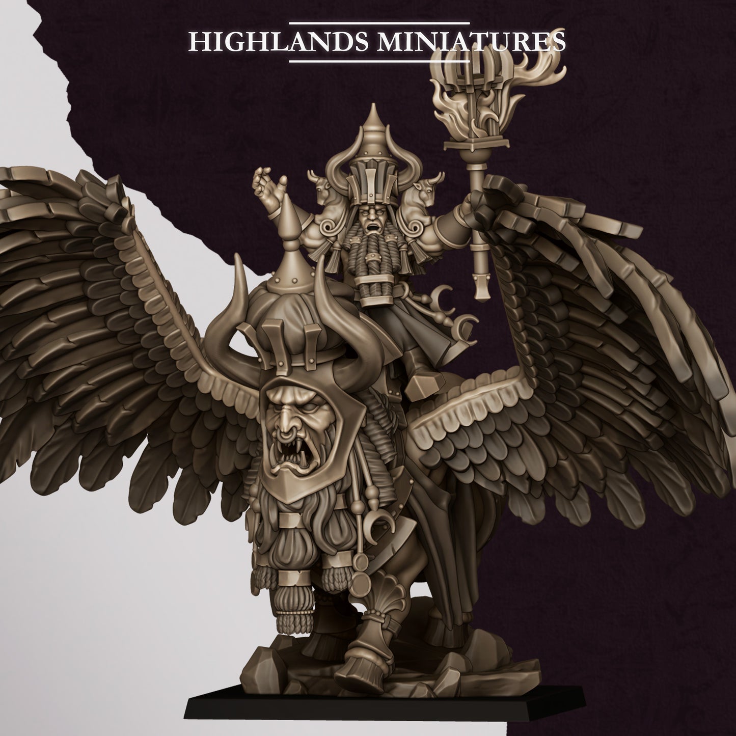 Great Sorcerer of Marduk on Lamassu from Sons of Marduk  by Highland Miniatures