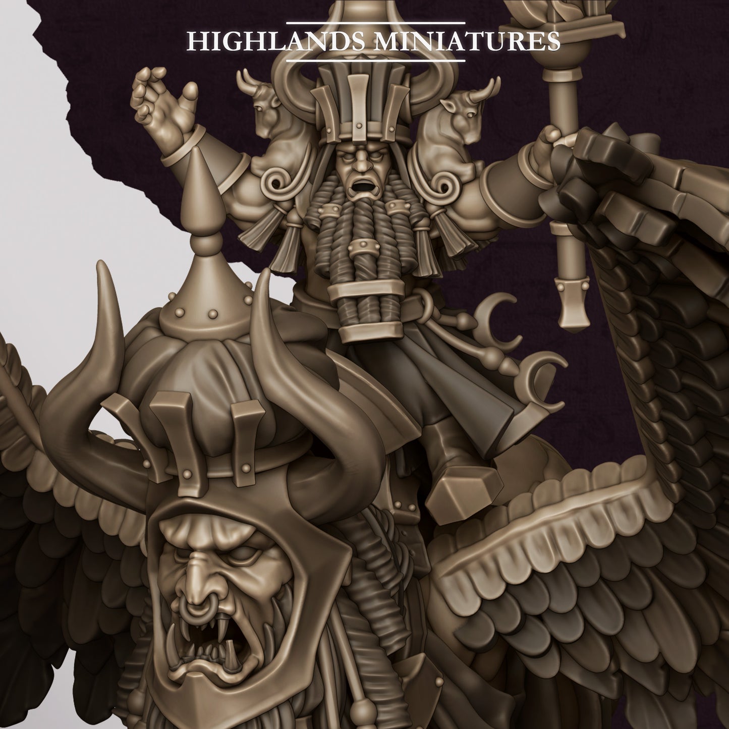 Great Sorcerer of Marduk on Lamassu from Sons of Marduk  by Highland Miniatures