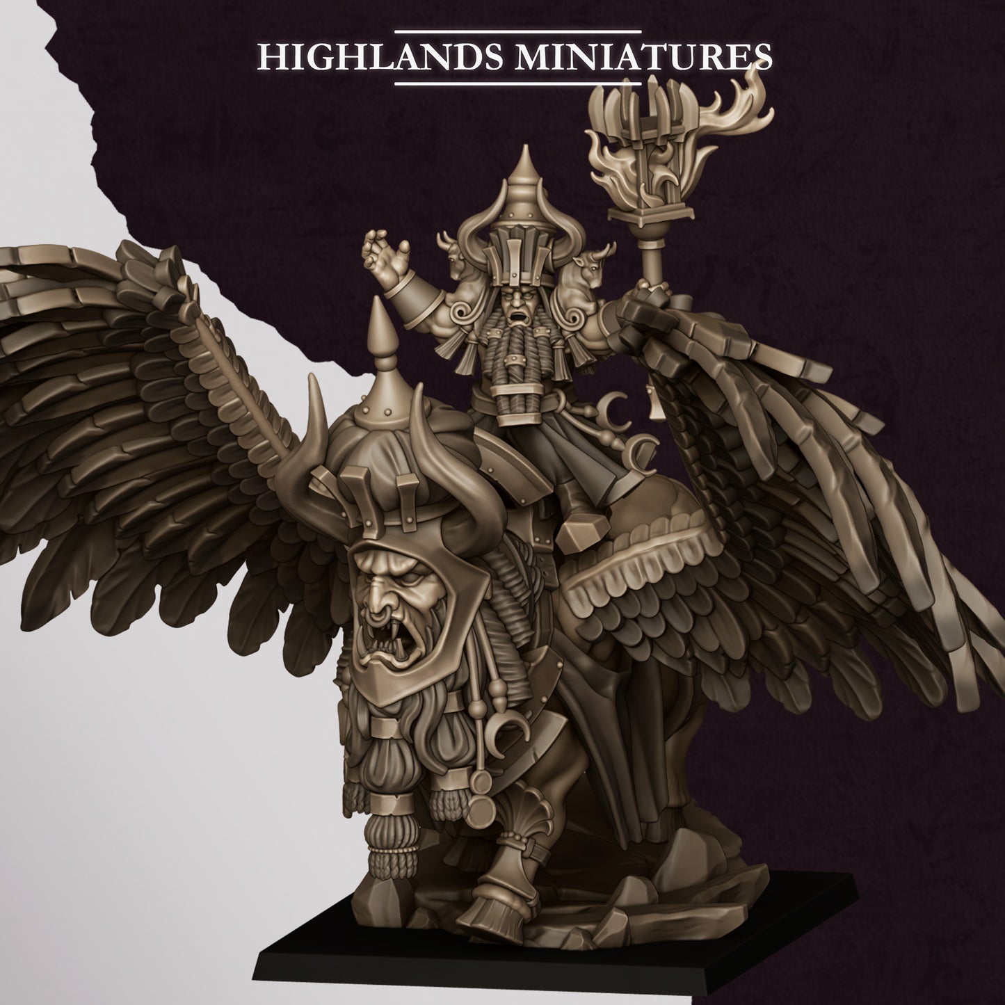 Great Sorcerer of Marduk on Lamassu from Sons of Marduk  by Highland Miniatures