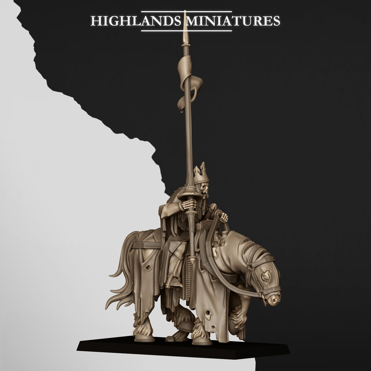Mounted Skeletal Lord BSB by Highland Miniatures