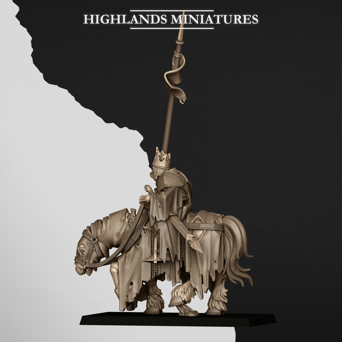 Mounted Skeletal Lord BSB by Highland Miniatures