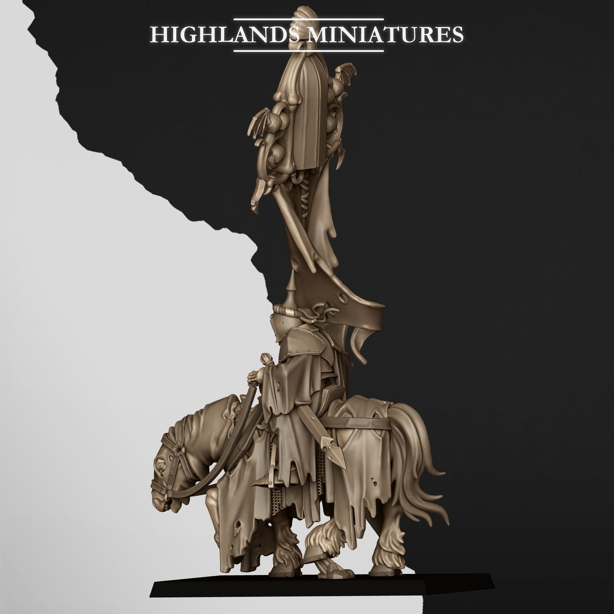 Mounted Skeletal Lord BSB by Highland Miniatures