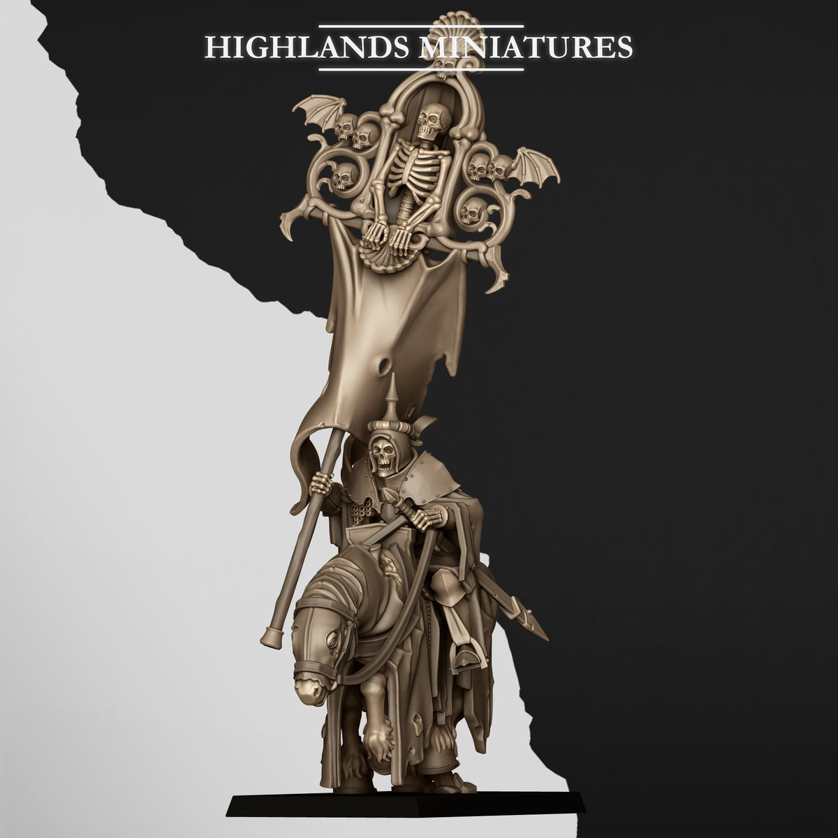 Mounted Skeletal Lord BSB by Highland Miniatures