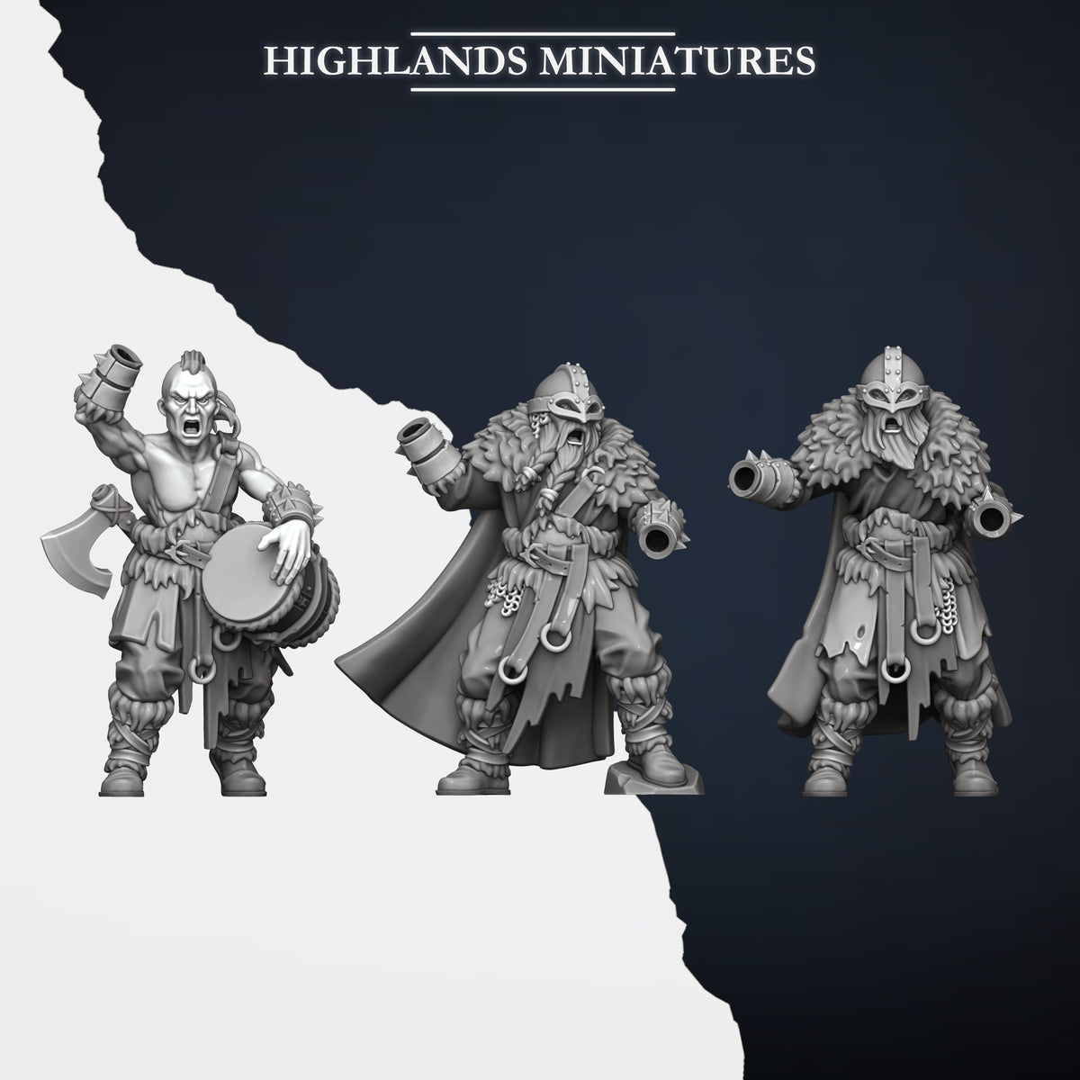 Norse Raiders with two handed weapons by Highland Miniatures