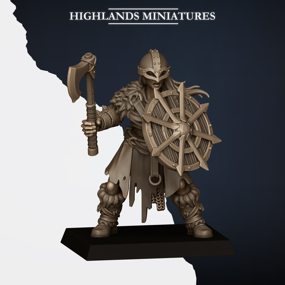 Norse Raiders with hand weapons and shields by Highland Miniatures