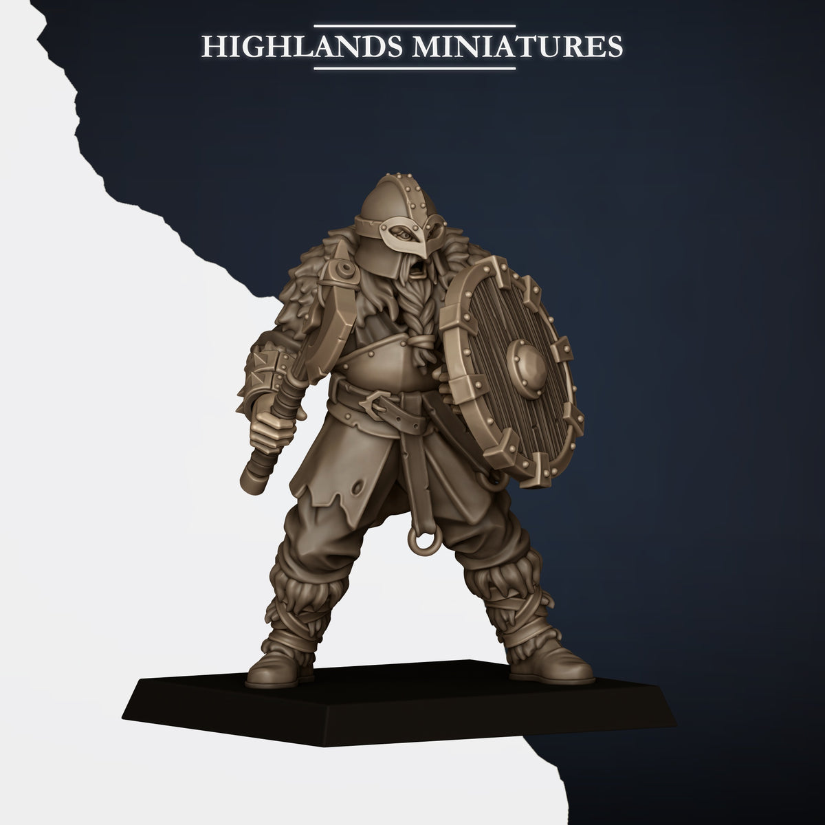 Norse Raiders with hand weapons and shields by Highland Miniatures