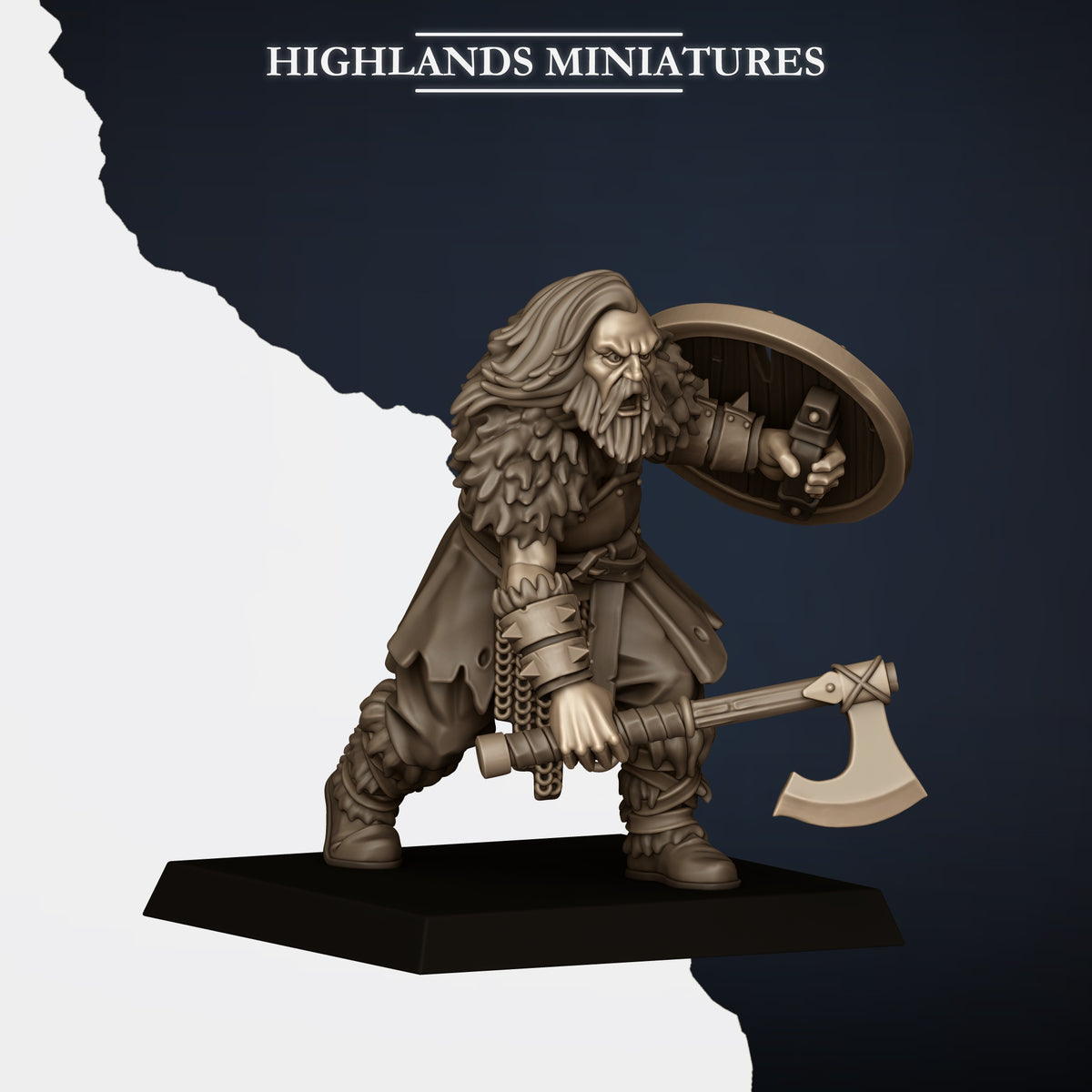 Norse Raiders with hand weapons and shields by Highland Miniatures