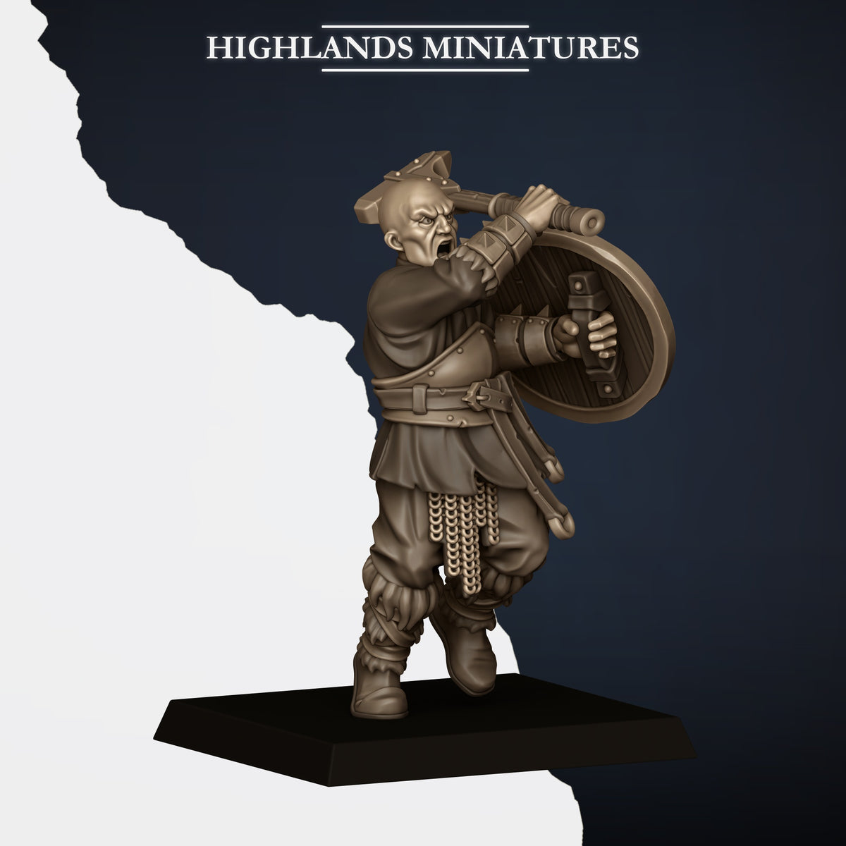Norse Raiders with hand weapons and shields by Highland Miniatures