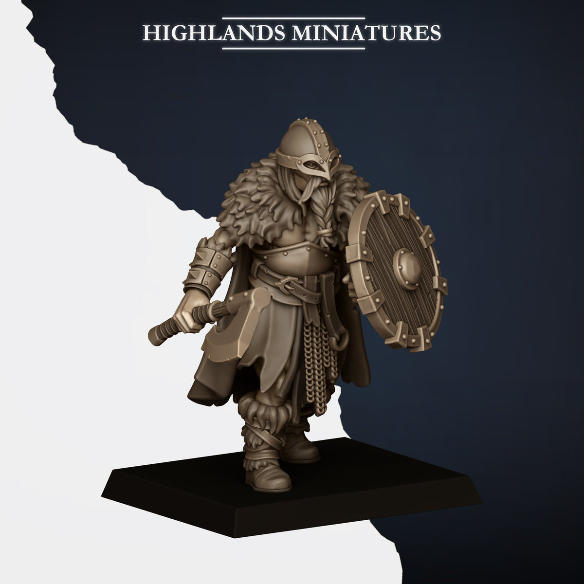 Norse Raiders with hand weapons and shields by Highland Miniatures