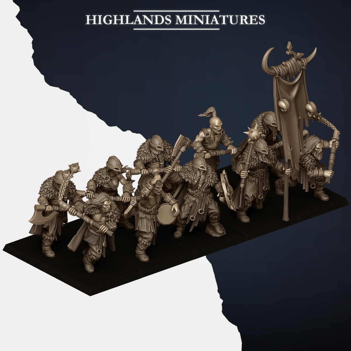 Norse Raiders with two handed weapons by Highland Miniatures