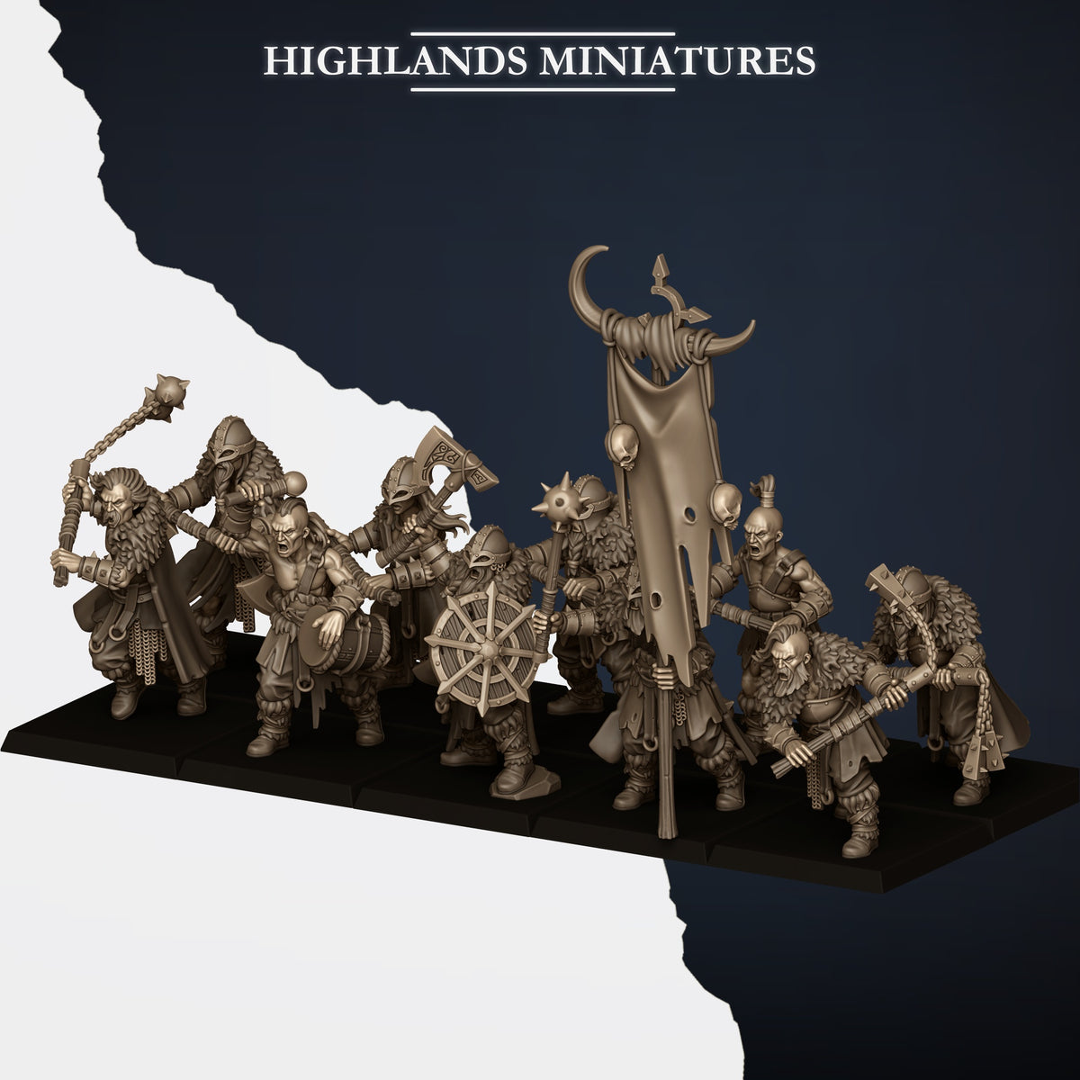 Norse Raiders with two handed weapons by Highland Miniatures