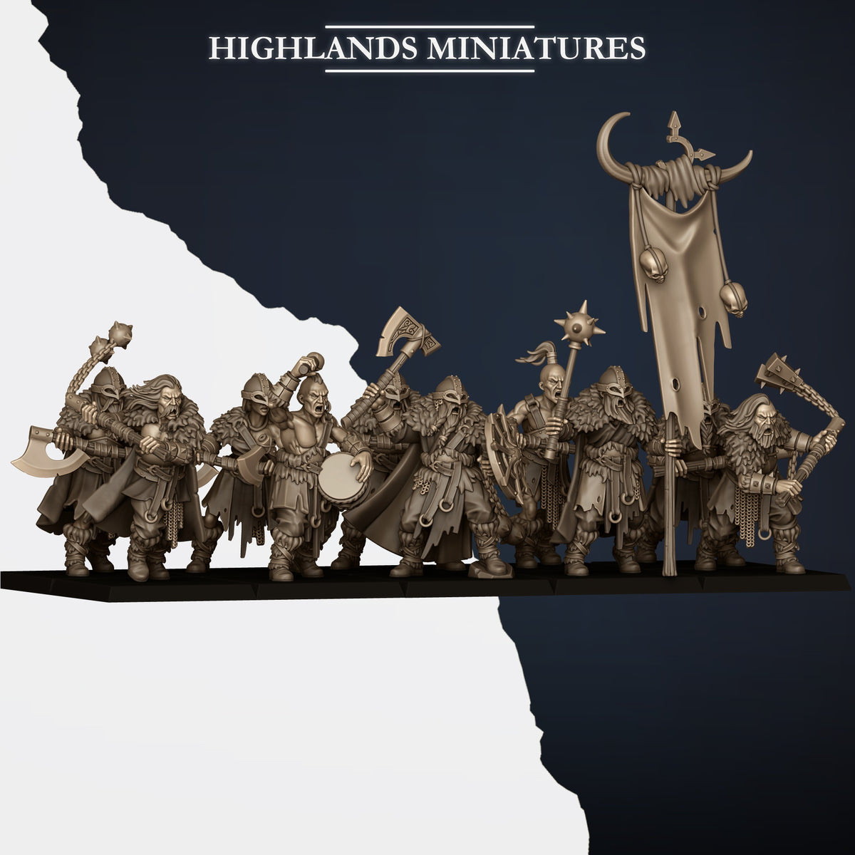 Norse Raiders with two handed weapons by Highland Miniatures