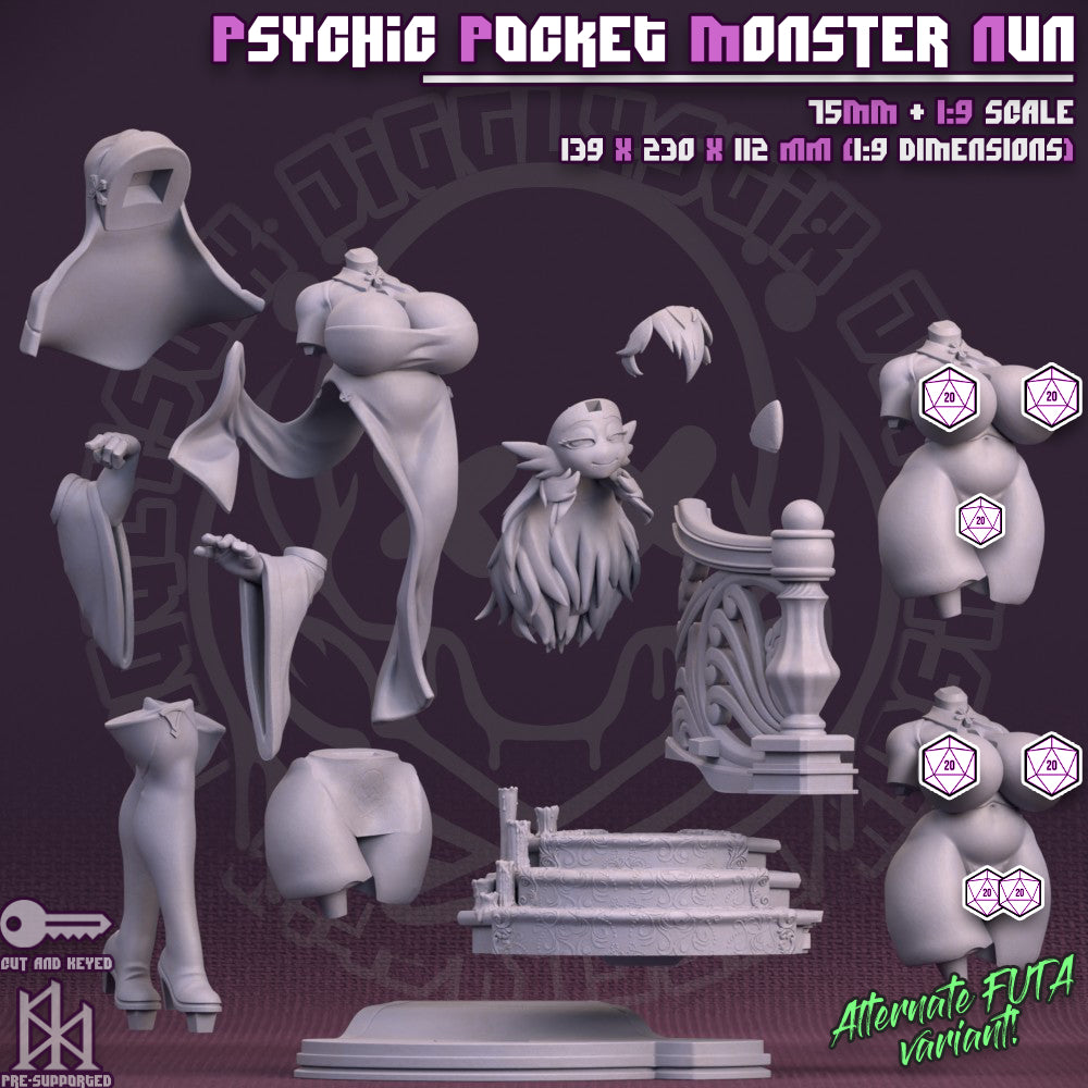 Psychic Pocket Monster Nun by Jigglystix Pin Up Factory Miniatures