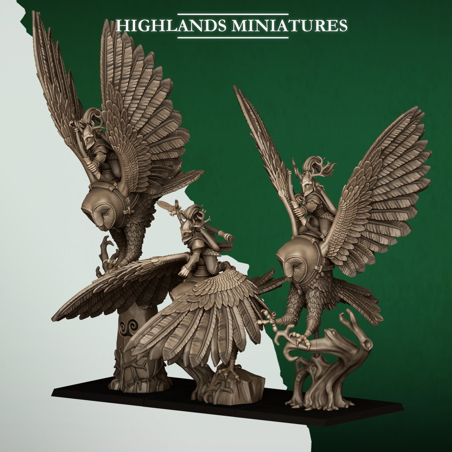 Great Owls Riders from Feral Elves By Highland Miniatures