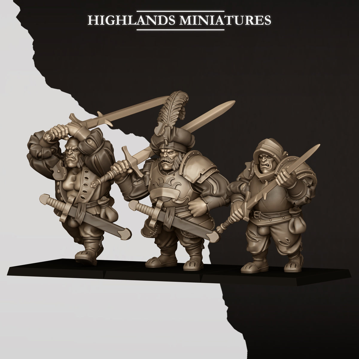 SUNLAND OGRES WITH ZWEIHANDER  by Highland Miniatures